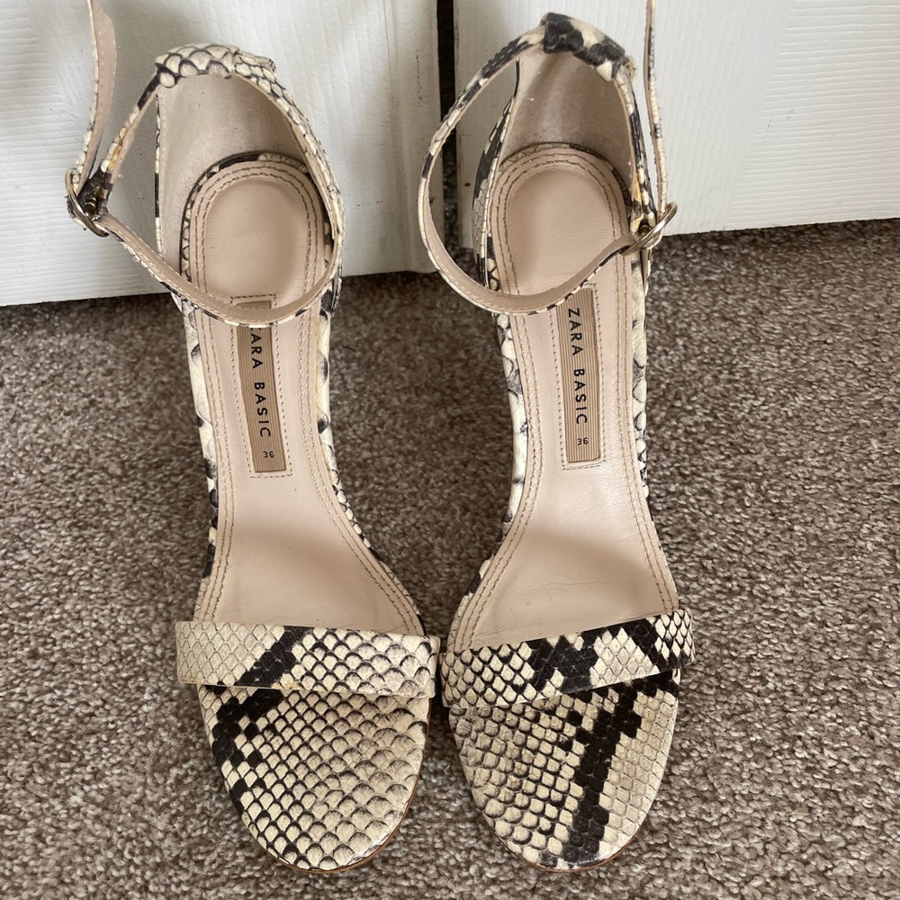 Zara Basic, snakeskin sandals, size 36/5.5